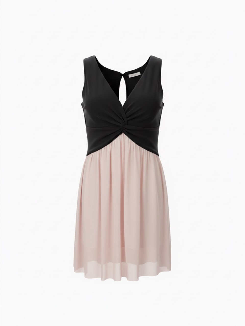 Source Unknown Black & Blush Knot-Front Mini Dress